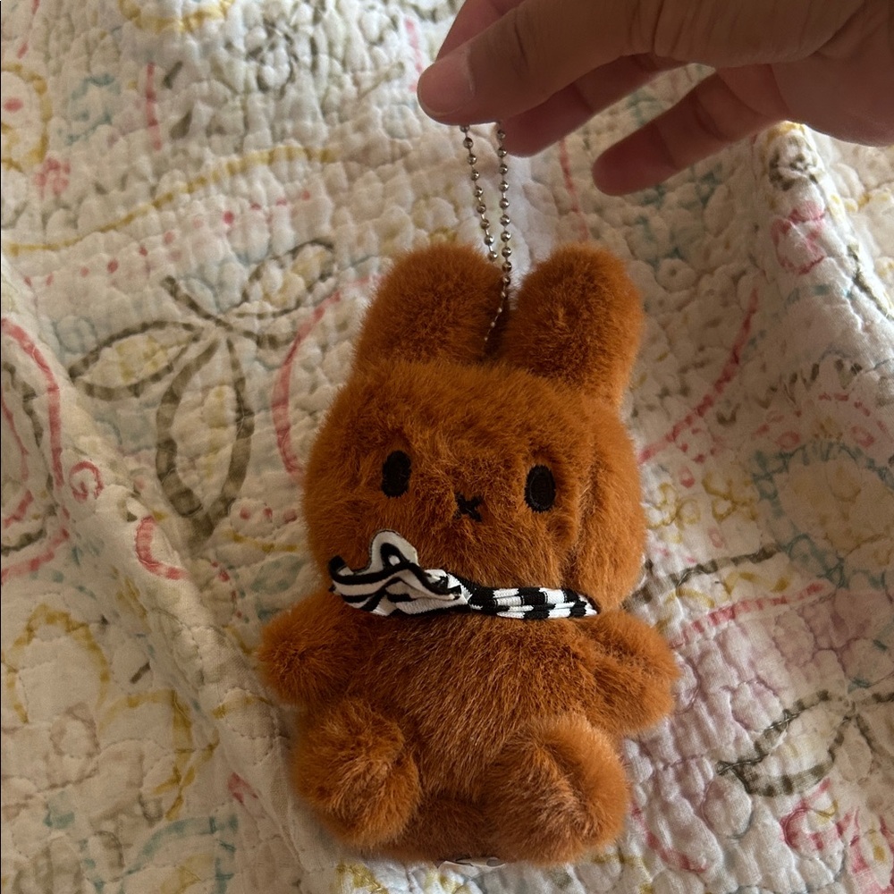 Plush miffy Keychain in Brown with Patterned Scarf